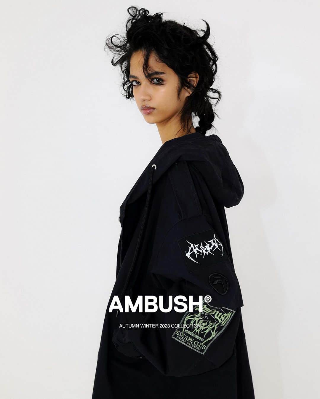 AMBUSHのインスタグラム：「Graphic patches are the ultimate badge of nonconformists. The #AMBUSH LONG PARKA is now available at our WEBSHOP and WORKSHOP」