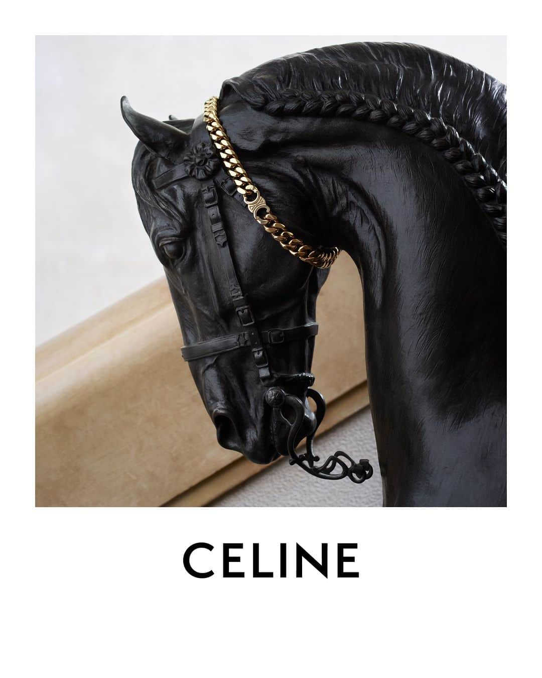 Celineのインスタグラム：「LA COLLECTION DES GRANDS CLASSIQUES 07  CELINE JEWELRY CELINE GOURMETTE TRIOMPHE NECKLACE  COLLECTION AVAILABLE NOW IN STORES AND ON CELINE.COM  @HEDISLIMANE PHOTOGRAPHY  SAINT-JEAN-CAP-FERRAT MARCH 2023  #CELINEBYHEDISLIMANE」