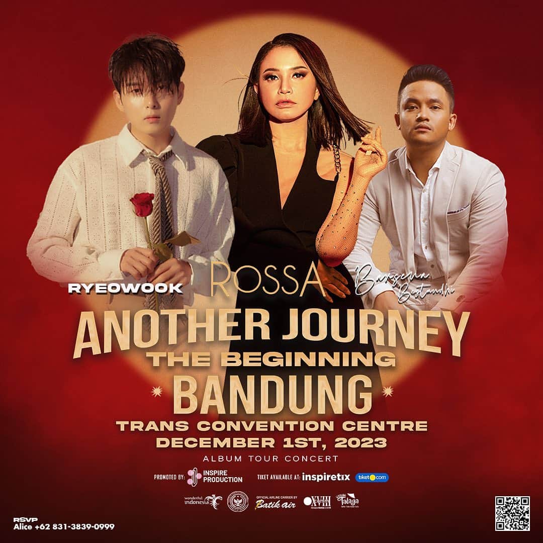 リョウクのインスタグラム：「Siluet yang kemarin udah ditebak-tebak, sekarang kita spill‼️🥳  Banyak yang tebakannya bener nih. Guest star konser @itsrossa910 Bandung adalahhh @ryeo9ook🔥  🗓️ 1 Desember 2023 📍 Trans Convention Centre Bandung  GUEST STAR: RYEOWOOK SUPER JUNIOR Barsena Bestandhi  Wajib nonton konsernya yaa🫶🏻 Tiketnya masih bisa dibeli di inspiretix.com dan tiket.com. Fyi, tiketnya sedikit lagi sold out. Jadi, jangan sampai kehabisan🤫  #inspireidn #inspireproduction #rossa #konserrossa #anotherjourneythebeginning」