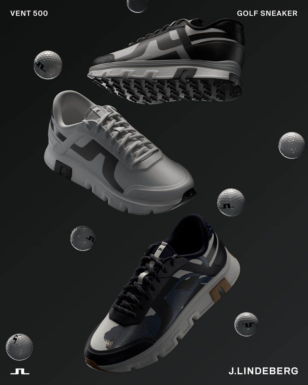 Jリンドバーグのインスタグラム：「Our new Vent 500 golf sneaker offers superior support, reliable traction and grip, so you’ll stay in control of every shot.  Shop now at jlindeberg.com and in stores.」