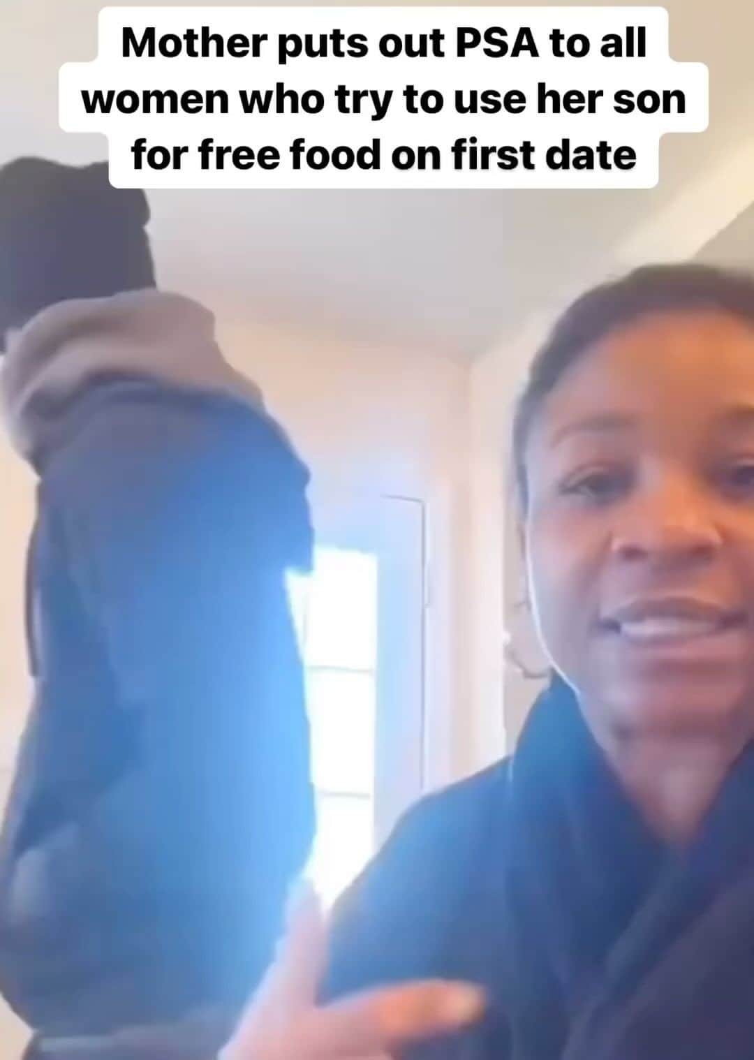 のインスタグラム：「I rarely post shenanigans like this… But it almost time to eat and this Mother has declared war on women using her son for a date and a plate… 🤣🤣🤣  **Note - How old is this man? Will his Mom be doing this for the rest of his life? What does his Dad have to say?」