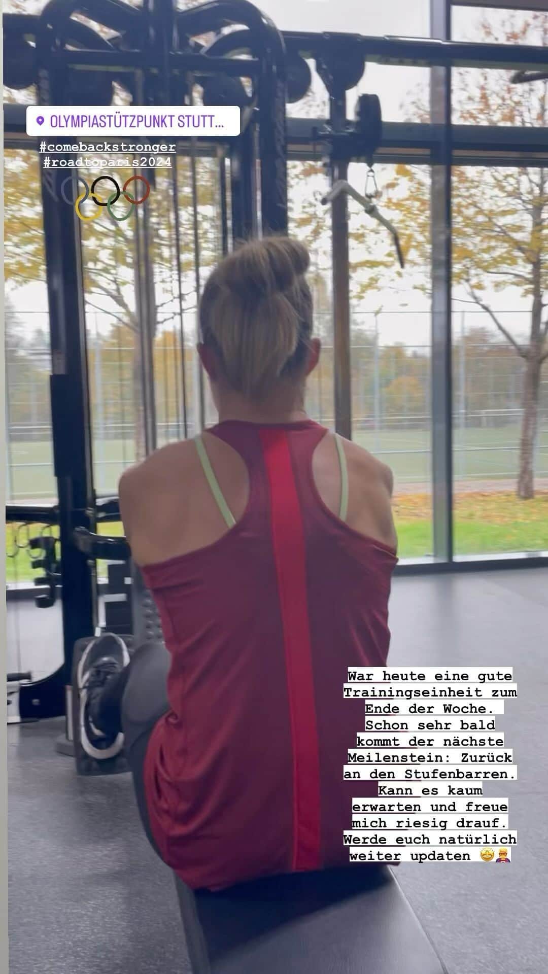 エリザベト・ザイツのインスタグラム：「Eine weitere Reha-Woche neigt sich dem Ende.  Bald darf ich wieder in der Turnhalle loslegen und ich kann es kaum erwarten! 😍  #10weekspostsurgery   #roadroparis2024 #eliseitz #olympian #gymnastics #nationalteam #achillesrupture #rehabtime」
