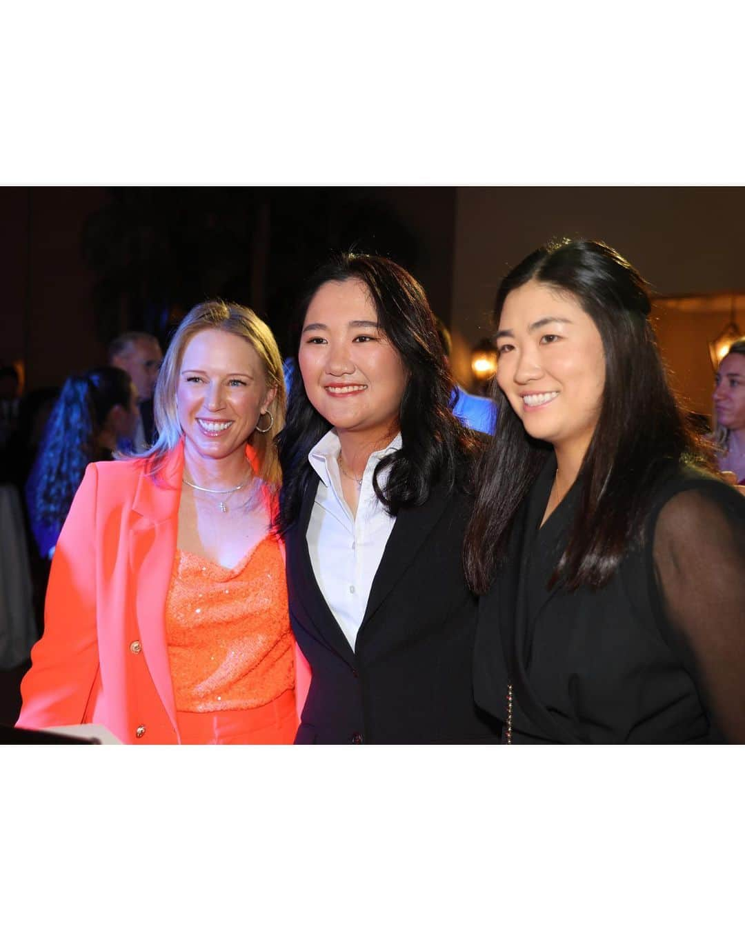 モーガン・プレッセルのインスタグラム：「Beautiful night celebrating the amazing accomplishments of the @lpga_tour season! 3 wins from our rookie pod, plus @haeran_ryu winning rookie of the year! 🔥 Always special to see @thejanepark and Grace 💜」