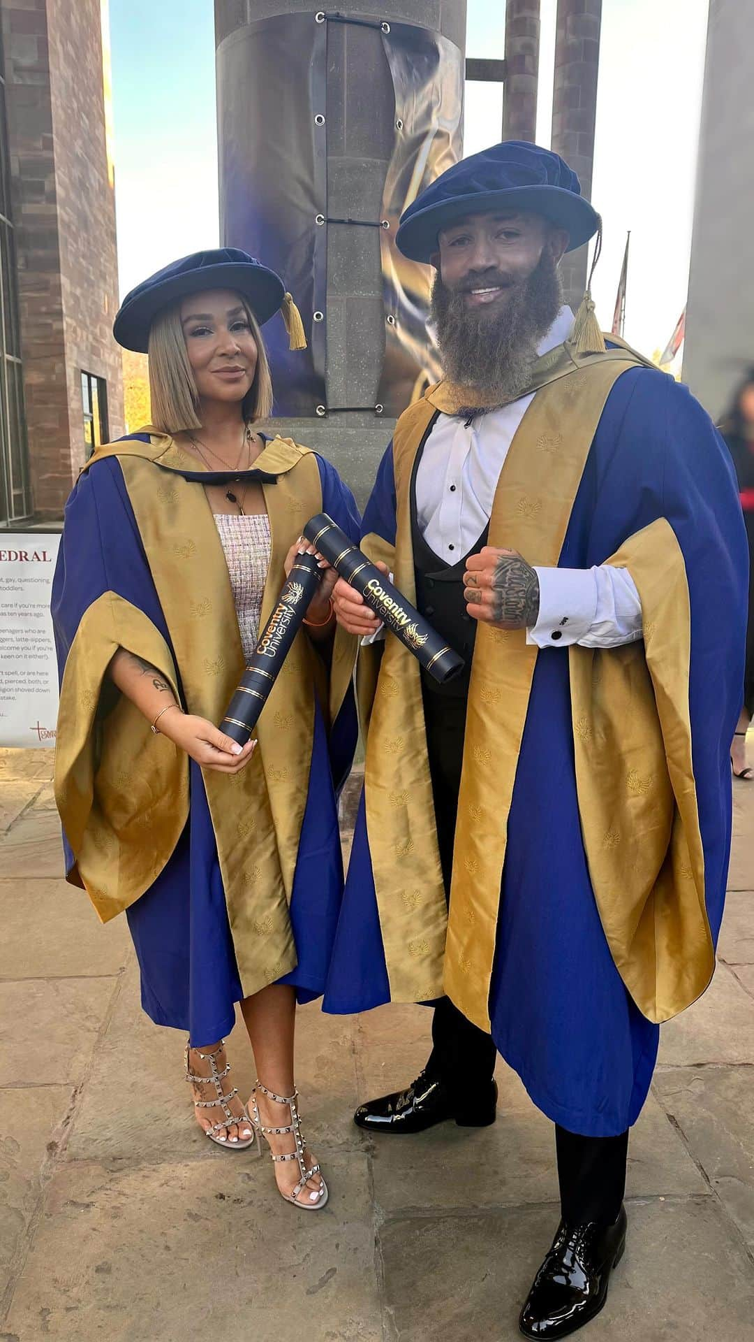 アシュリー・ケインのインスタグラム：「A huge congratulations to our founders Ashley and Safiyya for receiving their Honorary Doctors of Letters Degree from Coventry University today.   Ashley & Safiyya, your work and dedication to Azaylia’s foundation and legacy is inspiring and we are thrilled for you both to be recognised so beautifully for that today. When it comes to Azaylia’s foundation, no ask is too big and no journey is too far. On behalf of us here, and we think from those you have helped and continue to help, thank you both 🧡」