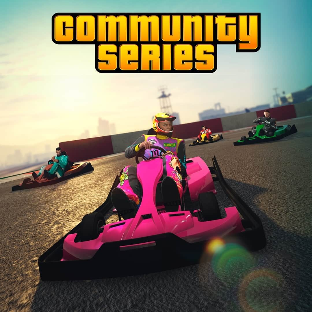 ロックスター・ゲームズのインスタグラム：「A new batch of Community Series Jobs — including frenetic go-kart tracks, bicycle thievery, and a floating battle arena in the sky — are all awarding 3X GTA$ and RP this week.   Visit the link in our bio for more info and links to bookmark the latest Community Series additions at the Rockstar Newswire.」