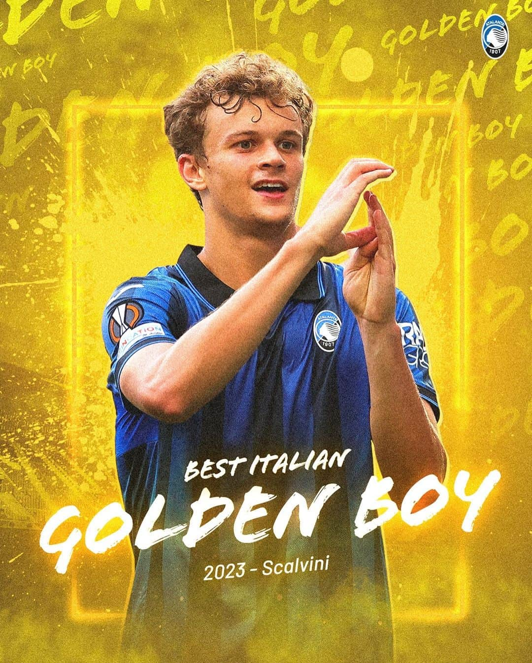 アタランタBCのインスタグラム：「@giorgioscalvinii eletto miglior Under 21 italiano dell’anno! 👑  King George is the best U21 Italian player of the year! 🤩  #GoldenBoy #Scalvini #GoAtalantaGo ⚫️🔵」