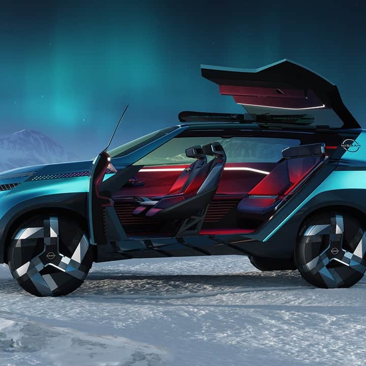Design Milkさんのインスタグラム写真 - (Design MilkInstagram)「@nissanusa dropped a peek of the futuristic Hyper Adventure 4×4 concept ahead of the 2023 Japan Mobility Show and it's a beauty! 👀  A sweet ride for outdoor enthusiasts passionate about eco-friendly living, this bold concept features a sculpted design with diagonal door cutouts, a 180-degree rotating loveseat, + retractable steps so you can have a comfortable place to rest after all your adventures. 🚙💨 \\\ See more about it at the link in bio! 🔗」11月18日 0時16分 - designmilk