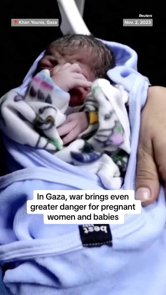 NBC Newsのインスタグラム：「Hospital staff in southern #Gaza say Israel’s war with Hamas has brought an even greater danger for pregnant women and babies.」