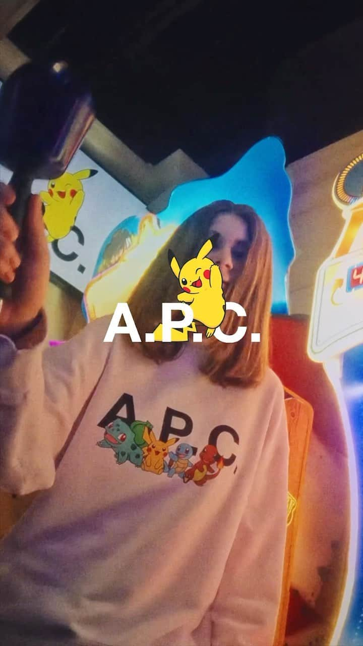 アーペーセーのインスタグラム：「@Pokemon characters meet @APC_paris on the playground with a contemporary wardrobe that will take you back to the 90s, when Pokémon first burst onto the scene.   Available online and in select A.P.C. stores.   #APCParis #Pokemon」