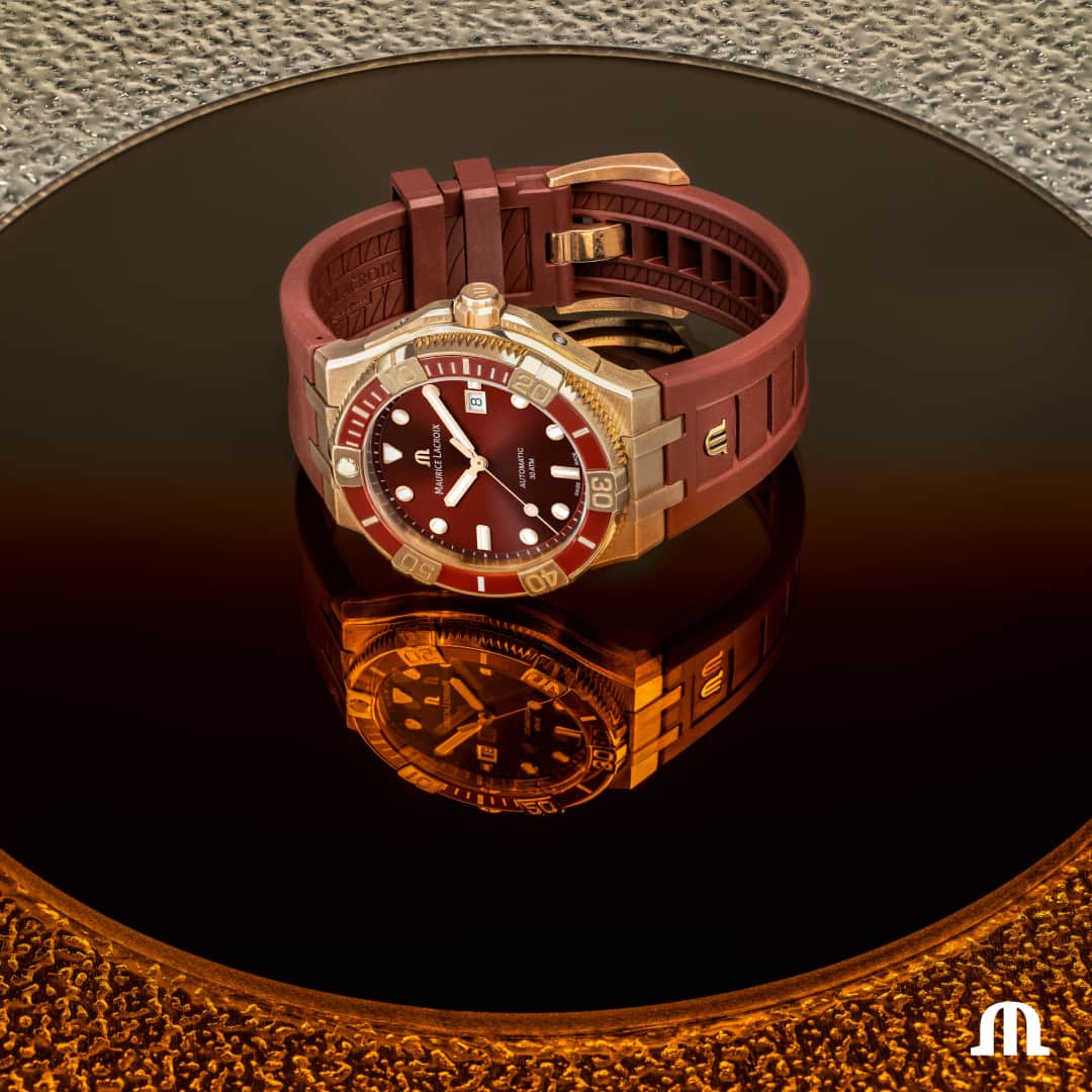 モーリスラクロアのインスタグラム：「With hints of red and gold, the #AIKON Venturer Burgundy Asia Limited Edition is all an adventure to live. #PulseOfTheCity #YourTimeIsNow #BeYourAIKON」