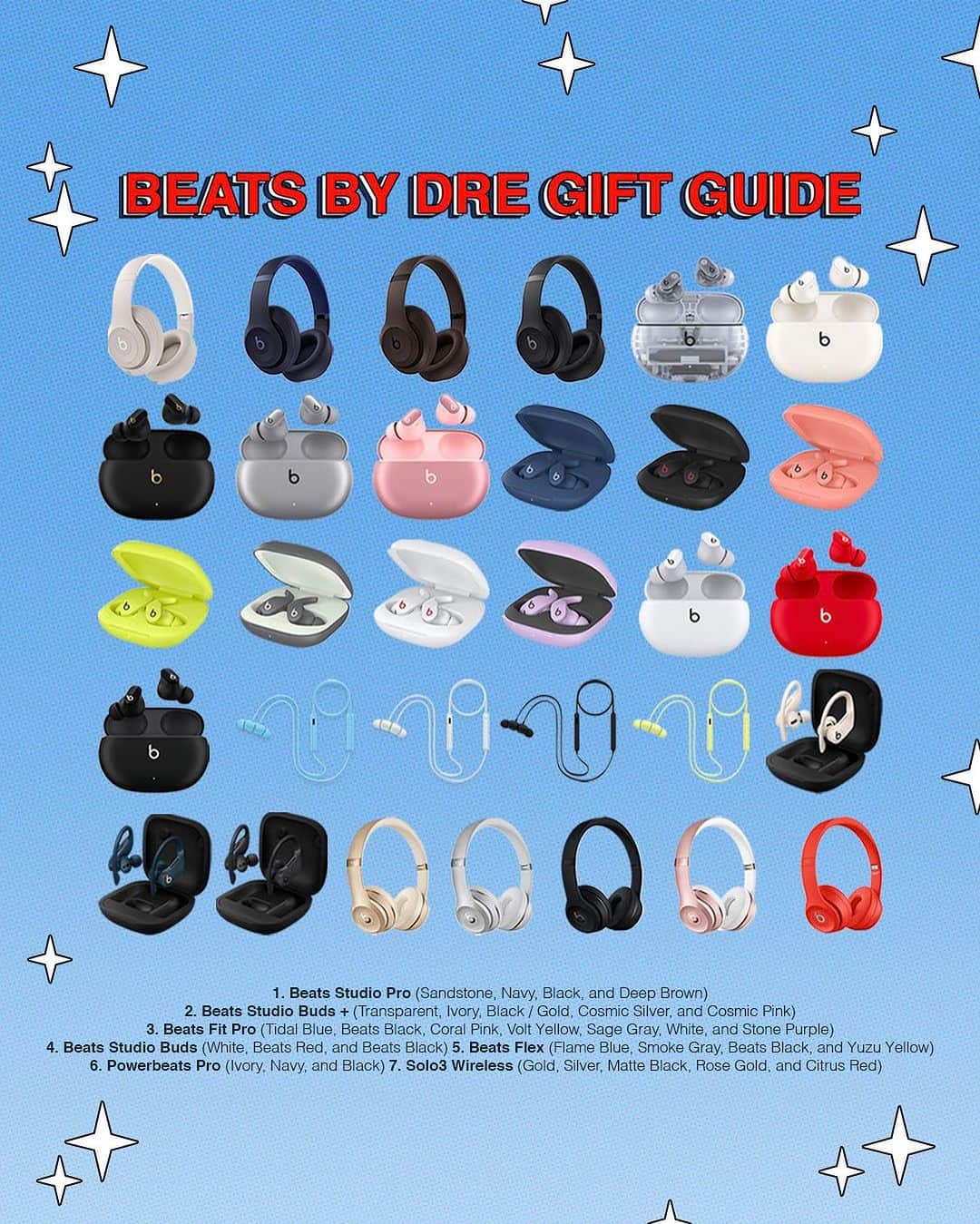 ビーツ・エレクトロニクスのインスタグラム：「Hit the right note this holiday season with Beats 😏🎶🎄 Whether you’re looking for a stocking stuffer or main-gift energy, there’s a color and style for everyone.」