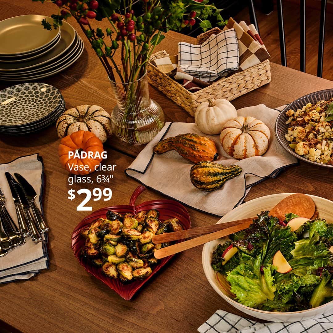 IKEA USAのインスタグラム：「To turkey or not to turkey, that is the question. Either way, do #Thanksgiving (or #Friendsgiving) the affordable way! Get ready to gather and gobble on a budget with these cooking, baking, serving and holiday hosting must-haves. Shop link in bio.」