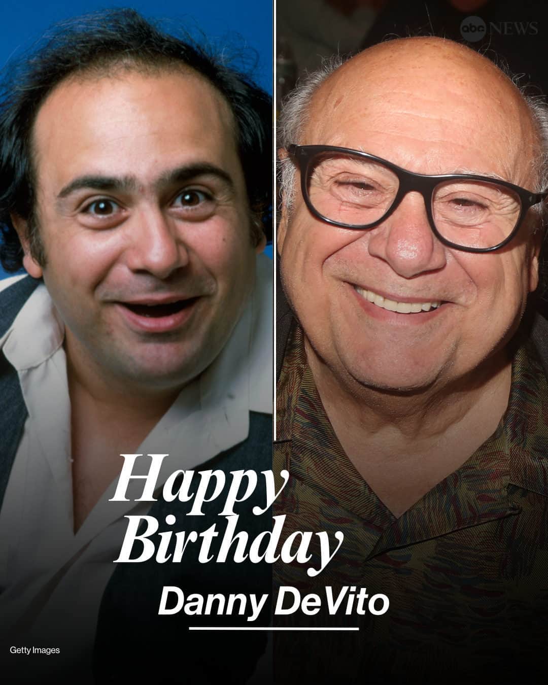 ABC Newsのインスタグラム：「Actor-director Danny DeVito is 79 today. Happy birthday!」