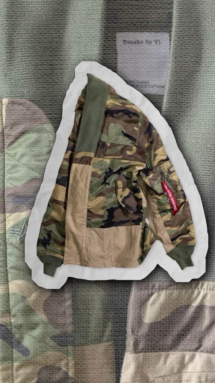 のインスタグラム：「NEW RE:SUPPLY DROP: @remake_by_yi   Available in-store only at 290 Lafayette.  Remake by Yi is a one-person clothing studio specializing in dismantling clothes and reconstructing them into their own unique pieces - particularly using military clothing.」