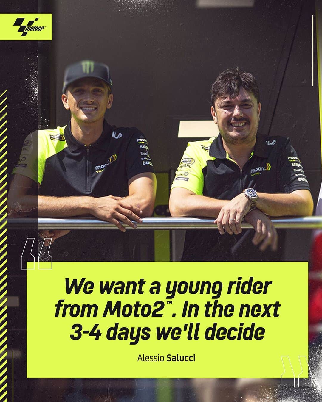 MotoGPのインスタグラム：「Tight deadlines at @vr46racingteam! ⏳ Team Director Alessio Salucci confirms that there’s a shortlist of young riders from #Moto2 as potential replacements of @lucamarini10 👀   #QatarGP 🇶🇦 #MotoGP #Motorsport #LucaMarini #LM10」