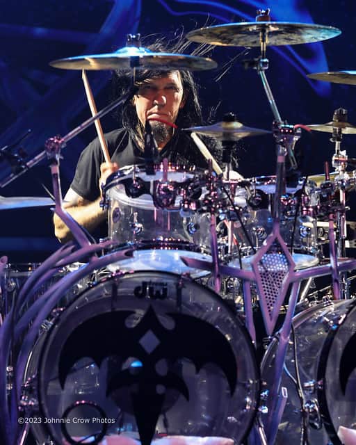 Queensrycheのインスタグラム：「Casey at The Plaza Live in Orlando Florida (photo credit @johnniecrowphotos) #queensryche #florida #caseygrillo #case #drums #drummer #kickass #dwdrums #talented #underrated #badass #coolaf」