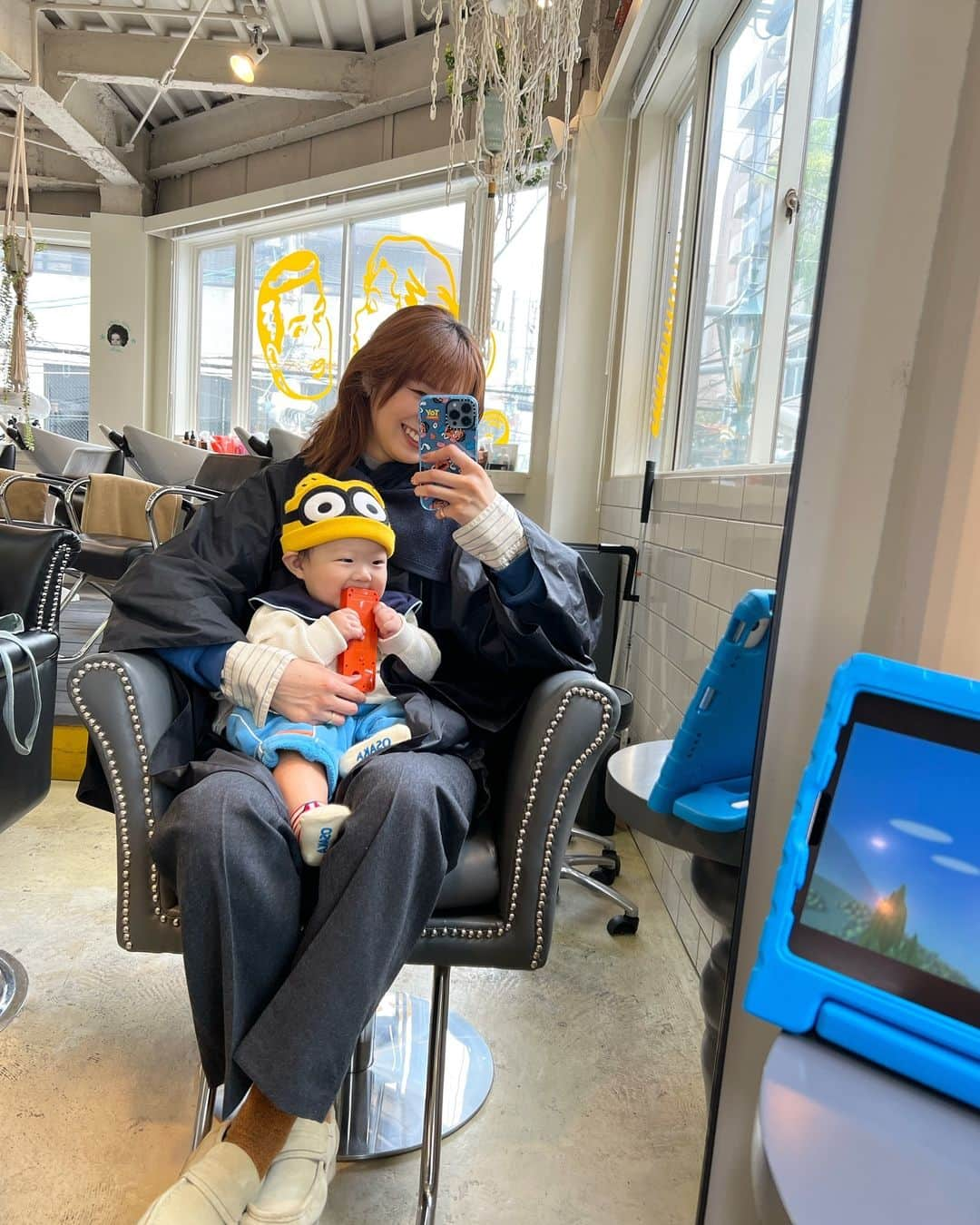 木村沙織のインスタグラム：「. minionと美容院😂✌🏼」