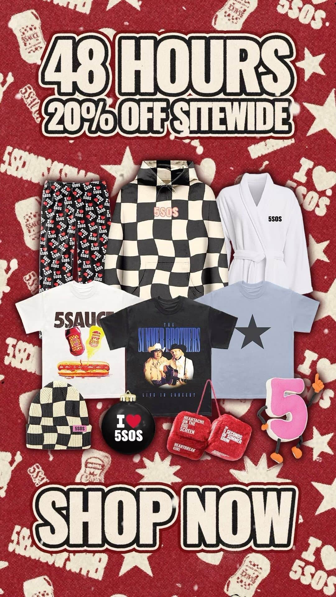 5 Seconds of Summerのインスタグラム：「Holiday merch is here 😊 20% off the full store for 48 hours 5sosstore.com」
