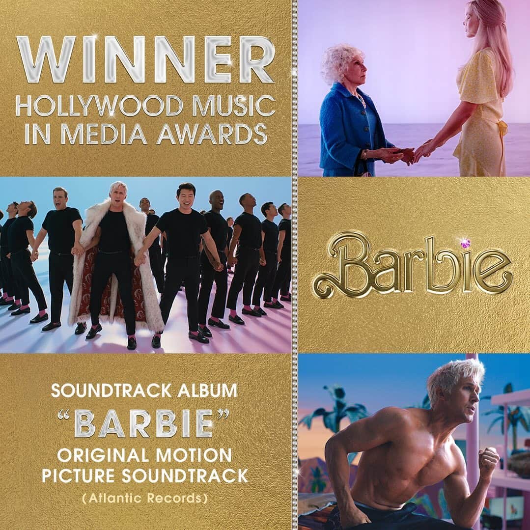 Warner Bros. Picturesのインスタグラム：「These Barbies and Kens strutted their way to the win. Congratulations to #BarbieTheMovie on winning the Hollywood Music in Media Award for Best Soundtrack Album!」