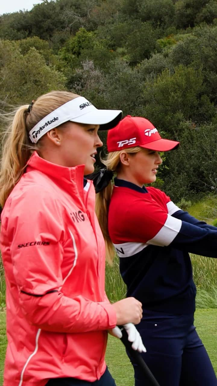 テーラーメイド ゴルフのインスタグラム：「No one is safe from those first tee jitters. But @brookehendersongolf keeps it simple, picks a target, and lets it rip. 💪 Hit the link in bio to watch the full video of her and @kathrynnewton playing a par-5 talking tips, golfing background, and more. #TeamTaylorMade」