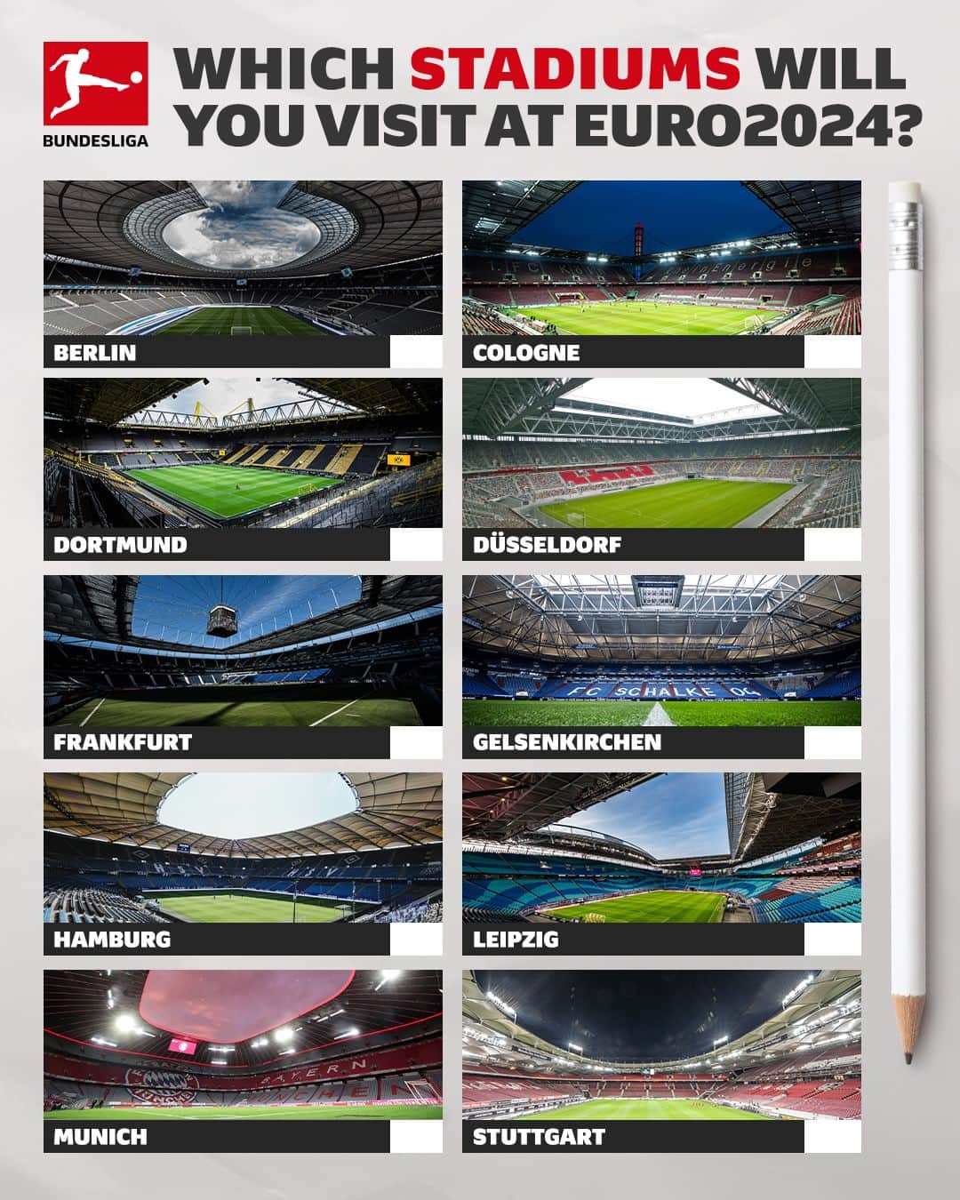 ブンデスリーガのインスタグラム：「Where are you headed for Euro 2024? 🏟️😮  #Bundesliga | @Euro2024」