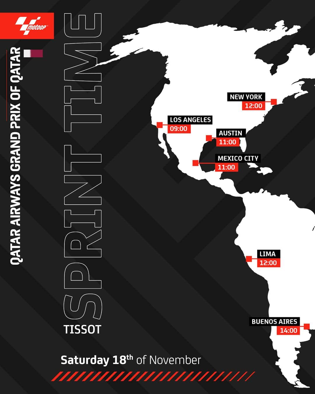 MotoGPのインスタグラム：「Super Saturday is right around the corner! 🔜 You absolutely cannot miss the #TissotSprint under the Lusail floodlights 🤩⏰  #QatarGP 🇶🇦 #MotoGP #Motorsport #Motorcycle #Racing」