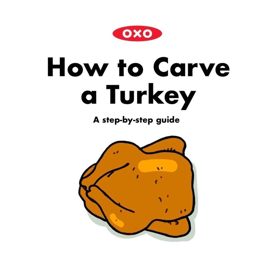 OXOのインスタグラム：「You put in all that work to roast your turkey, so make sure you know how to properly carve it. Save our step-by-step guide by @eatyourmonsters so you can serve your bird with confidence this Thanksgiving. #OXOBetter」