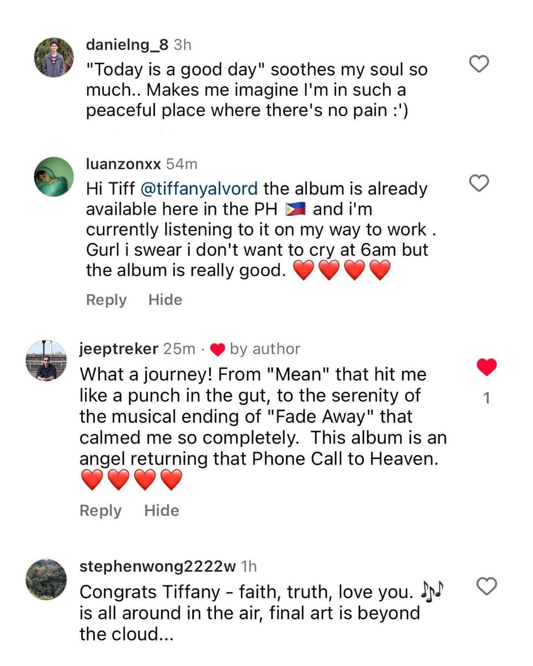 ティファニー・アルボードさんのインスタグラム写真 - (ティファニー・アルボードInstagram)「🎉 It’s been one week since my baby “Phone Call to Heaven” has been out! 🎶 Thank you for the love and support!! 🫶❤️ // Link in Bl0 to listen // #PhoneCallToHeaven   💭 I have been so speechless by the sweet messages & response to my album (swipe to read). 🥹It makes my heart swell knowing all this pain and sadness I’ve experienced has been transformed into something bigger… Where maybe just maybe some of these songs give hope or healing to the loneliness that comes with loss; that those who grieve have some “thing” that might resonate to the core of the confusion, to make you feel a little less alone. Thank you! 🥹  Also we made it onto a @spotify playlist with “If I could”!! 🙈🥹 And thank you to everyone adding songs to your own personal playlists and sharing as it truly means the world!」11月18日 6時02分 - tiffanyalvord