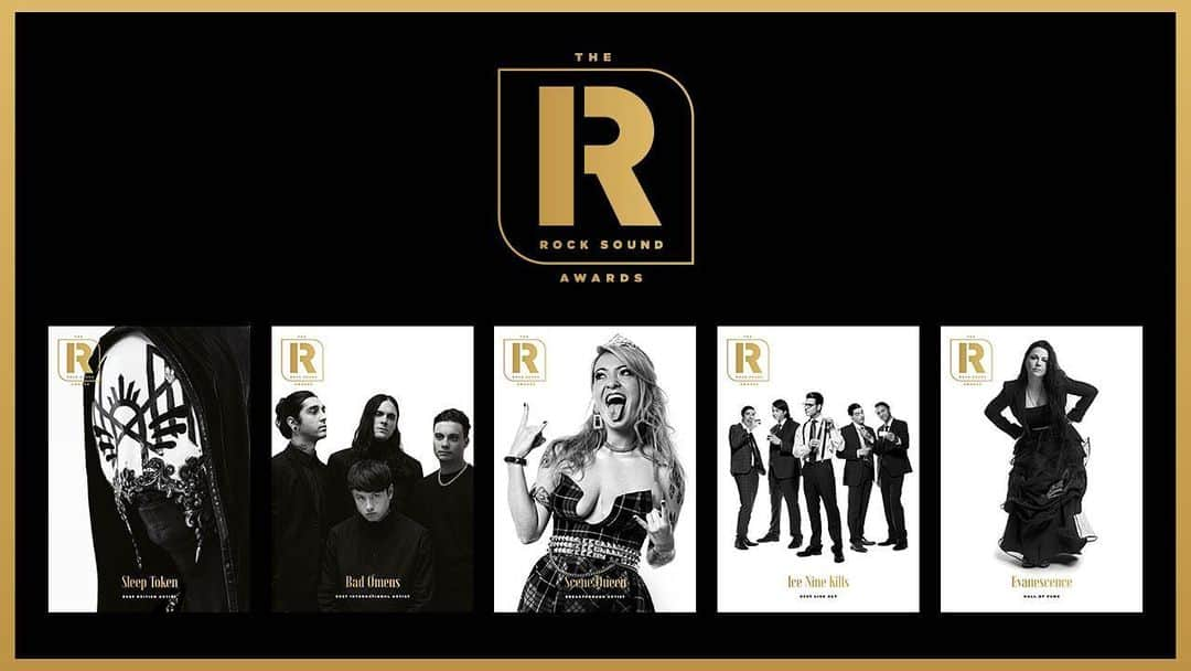 Rock Soundのインスタグラム：「The Rock Sound Awards 2023  Best British Artist - Sleep Token Best International Artist - Bad Omens Breakthrough Artist - Scene Queen Best Live Act - Ice Nine Kills Hall Of Fame - Evanescence  Get your magazines and poster packs now at SHOP.ROCKSOUND.TV, link in bio   #sleeptoken #badomens #scenequeen #iceninekills #evanescence #rock #metal #alternative」