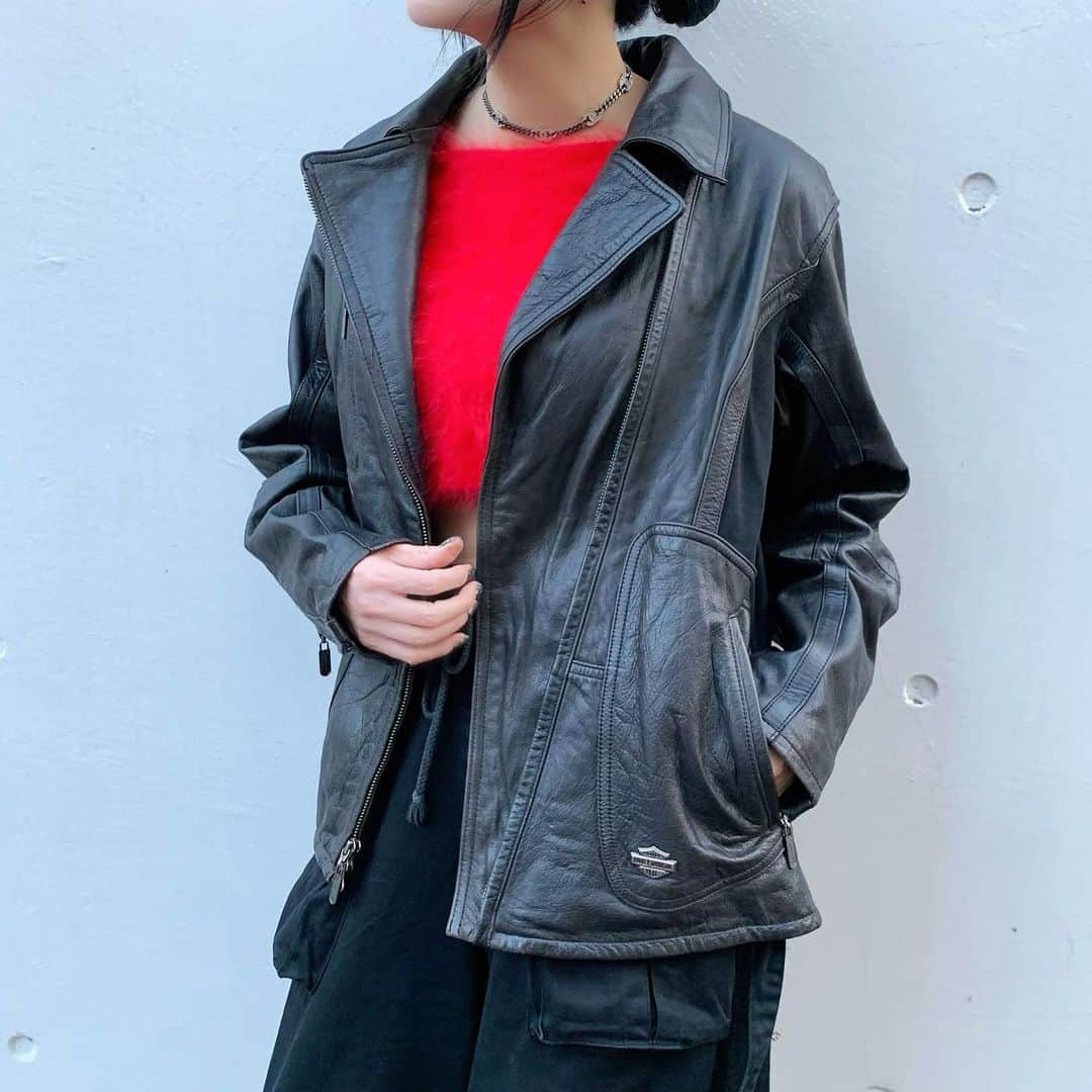 birthdeathのインスタグラム：「New Arrival  00's HARLEY-DAVIDSON black leather motorcycle jacket  #birthdeath #vintage」