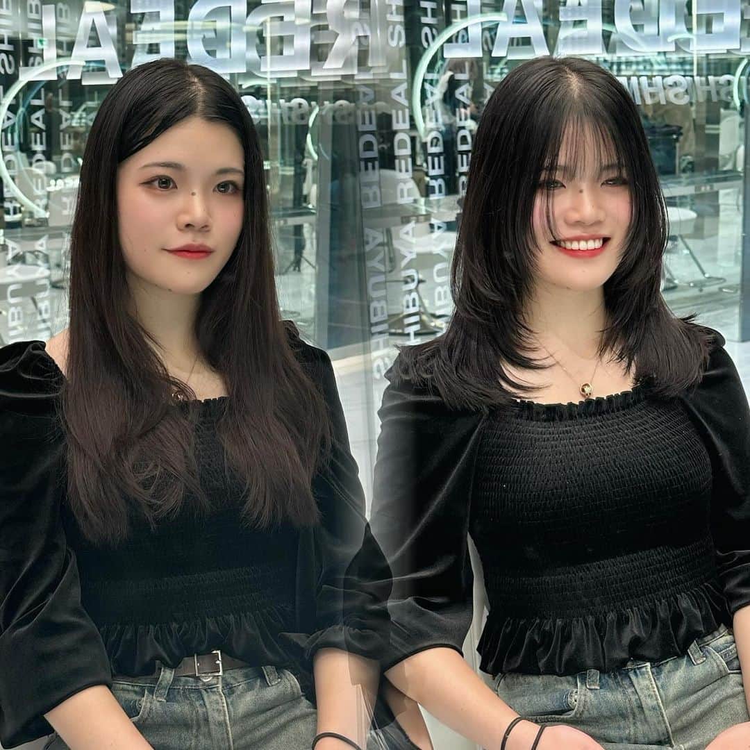 中村雄樹のインスタグラム：「#フェイスウルフ と顎下から入れるレイヤーカットの組み合わせが◎🙌網紅ヘア🇨🇳 . . 『10代〜30代限定 指名料サービスcoupon🎟️』 📛レイヤーカット＋高保湿トリートメント  ¥5,500 📛レイヤーカット＋ワンメイクカラー＋高保湿トリートメント ¥9,900 📛レイヤーカット＋カラー ＋オージュア4 step tr ¥14,300 📛レイヤーカット＋カラー ＋オージュア5 step tr ¥16,500 📛レイヤーカット＋デザインブリーチ ¥18,700 ※指名料¥3,300がサービスになります ※カラーメニューは別途ロング料金有 . .  . . @redeal_hair  @redeal_shibuya   ⚪️#ディスコネレイヤーカット ⚪️ . "繋げていない" レイヤーカットを称して ディスコネレイヤーカットと名付けました。  近年ショートスタイルでは定番化していたディスコネ。これをボブ〜ロングに生かしたカットデザインです。 . REDEALではブリーチカラーのお客様も多いのですが、 レイヤーは入れすぎるとハイトーンは特に "中間がパサつく"ので傷んで見えます。 ですがこのレイヤーカットはそれがないです。 . . "繋げてない"からこそのメリットを大きく5つに分けると . ⚪️軽くなり過ぎずに"巻きやすい毛束"を作れる ⚪️"中間がパサつかない"ので傷んで見えない ⚪️全体の"重さ"は残るのでスカスカしない ⚪️繋げないところがあるため工程が少なくカット時間も短い ⚪️後ろにはレイヤーが少ないので寝癖になり辛い . . REDEAL考案の "ディスコネレイヤーカット" 鏡越しの毎朝が楽しみになります。  . . . 🔍REDEAL SHIBUYAのカラーの"こだわり" . こちらにupさせて頂いてるスタイルは基本 "1ブリーチ"での仕上がりが多いです。 理由として、 . . 🔍低温ブリーチでの施術 :当日の施術時間は熱を出さないためにじわじわブリーチ致します . 🔍入念に行う"カウンセリング" 現在の状態と"なりたいイメージ像"の可能かどうかも含めてか擦り合わせてなるべく1ブリーチで理想の仕上がりになる計画を一緒に立てます。 . . . .  . . . . . . . 🟡ご新規のご予約方法🟡 基本はREDEAL SHIBUYA のホットペッパーかお電話よりご予約ください。 . 🟥ホットペッパー （アプリ又はGoogleで大宮REDEAL SHIBUYAで検索） 🟨 📞 03 6416 9152 . ※基本的に営業時間以外もご予約できるのとポイント付くのでホットペッパーを推奨しております . 【お問い合わせ方法】 お電話のみとさせて頂きます。 🟨📞 03 6416 9152 . . . 🟡メニューの選び方🟡 .  【✂︎カット✂︎】 ⚪️ディスコネレイヤーカット 重さを残したレイヤースタイルをされたい方はこちらのメニューを選択してください。 ⚪️トリミングカット 乾いた状態でカットが完結するレベルの毛量調整や毛先の調整の方はこちらがおすすめです。 ⚪️デザインカット 上記２つ以外のショートやボブカット等々ご希望の方はこちらのメニューをお選びください。 . ※基本当日追加可能です✂︎ .  【🎨カラー🎨】 メニューがわからない場合 🔴ブリーチ有メニュー（4〜5時間前後） 🔵ブリーチ無メニュー（2時間前後） どちらかでご予約頂けましたらある程度お時間に限りはござまいすが当日変更等の対応はできますのでご安心ください。その日の気持ちをカウンセリングさせて頂き、ご提案をさせて頂きます  【🌿トリートメント🌿】 基本的に10分前後の施術になります。 事前のご予約、当日の変更も対応可能です。 . . ※施術料はその日の適切な金額をカウンセリングでお伝え致しますのでご安心ください ※ご予約状況でメニュー変更が難しい場合もございますので予めご了承ください . .  . . . REDEAL SHIBUYA . 東京都渋谷区宇田川町3-10 いちごフィエスタ渋谷3階  . 渋谷美容室 カミカリスマ "受賞"ヘアサロン . . . . . . . .  .  #レイヤースタイル #小顔カット #小顔ヘア #アッシュグレー #ワンカール  #中国ヘア #レイヤー #レイヤーカット #ワンホンヘア  #レイヤーカットロング  #ダークトーンカラー #ザクザクレイヤー #ウルフヘア #渋谷美容室 #東京美容室  #ミディアムレイヤー #後毛 #後毛カット #サイドバング #渋谷レイヤーカット  #ロングウルフ #フェイスレイヤー #姫カット #ミディアムウルフ #ウルフカット」
