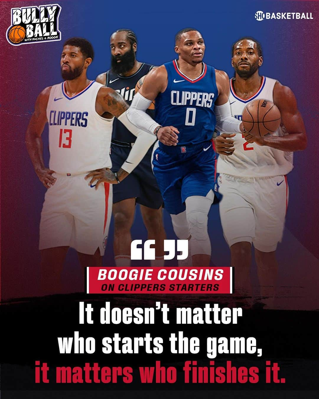 レイチェル・ニコルズのインスタグラム：「Comment your opinion on the current state of the Clippers ⬇️  Will Russ moving himself out of the starting lineup make a difference?  Watch Bully Ball with @rachel_nichols and @boogiecousins on our YouTube.」