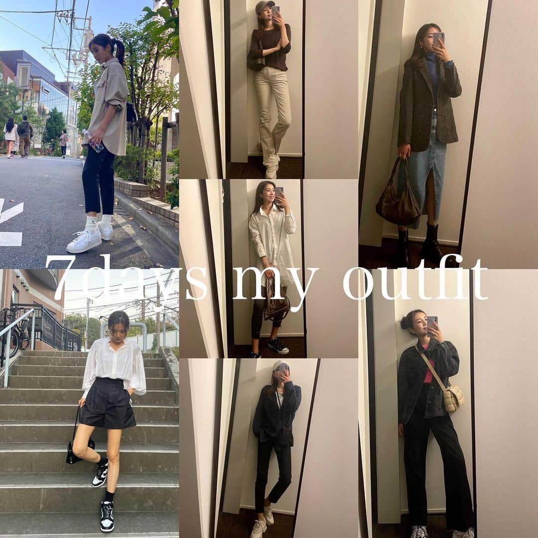 のインスタグラム：「✔️✔️✔️  ほんの1週間前ほどなのに すっかり寒くなってしまって🥶🍃🌬️ 今日はダウンを着ている方もチラホラ…  体調にはお気をつけください♠︎  ❋  新しい投稿(2つ前)も沢山の方が見てくださって ありがとうございます✨  . #outfit  #myoutfit #fashion #7daysmyoutfit #私服 #私の7日間 #7日間コーデ #記録用」