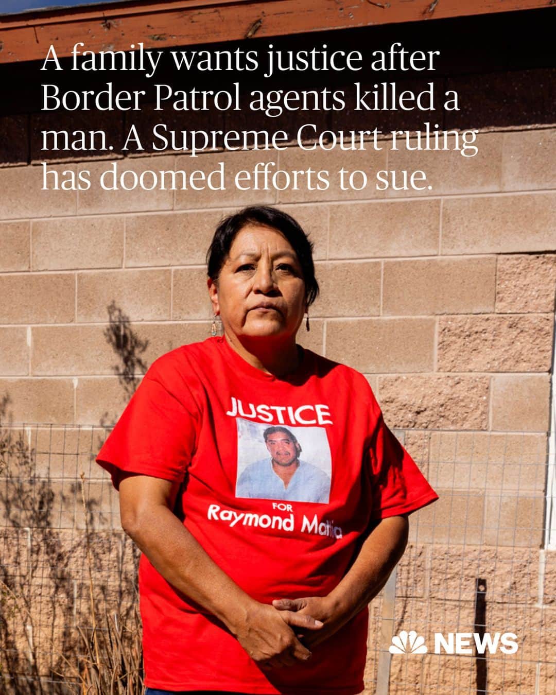 NBC Newsのインスタグラム：「Border Patrol agents handcuffed Raymond Mattia as blood from nine bullet wounds soaked through his jacket. They had been responding to a call that shots were fired about a mile from the U.S.-Mexico border. But after encountering Mattia, who was standing steps from his home holding something in his hands, the agents fired dozens of rounds at him after ordering him to drop it. He died 27 minutes after their encounter. A cell phone was found on the ground.   Mattia’s family believes that the agents ruthlessly gunned a man down with scant regard for his constitutional rights. But federal prosecutors have already said there will be no criminal charges.   A recent Supreme Court ruling means any effort to sue the agents individually for alleged constitutional violations is doomed to fail. The 2022 ruling is one in a line of cases that has decimated the ability of victims to file lawsuits accusing Border Patrol agents of using excessive force or other constitutional violations.  Without individual accountability, wrongdoers are protected and unconstitutional practices can quickly become normalized among sprawling federal agencies like the Border Patrol, civil rights advocates say.  Read more at the link in bio.  📷️ @cassidy_araiza for @NBCNews」