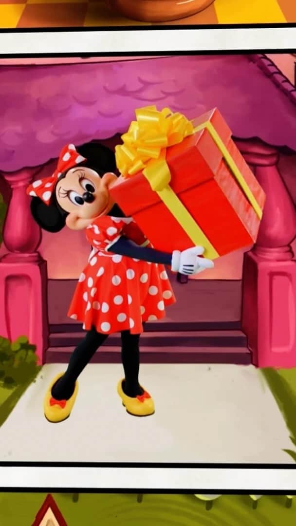 ディズニーランドのインスタグラム：「It’s Mickey & Minnie’s birthday and the sweetest gift exchange EVER! Let’s fill the comments with 🎁🎁🎁 and warm wishes!」