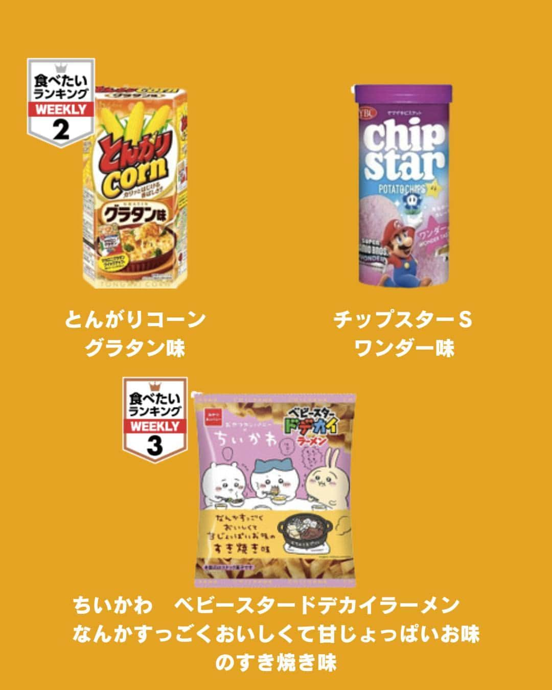 もぐナビさんのインスタグラム写真 - (もぐナビInstagram)「\スナック菓子新作まとめ🥔 🥔 / 食べたい！と思ったらコメント欄で教えてね😋  ピザポテトマルゲリータ味、とんがりコーングラタン味、ちいかわベビースタードデカイラーメンはもぐナビユーザーさんからの注目度が高め！📈  他にもカルビーからはたくさんの新作が発売されています✨  商品情報や口コミはもぐナビで公開中！！プロフのURLからチェック👀  #新発売 #もぐナビ #新商品 #コンビニ #カルビー #ピザポテト#ちいかわ #とんがりコーン」11月18日 18時00分 - mognavi.jp