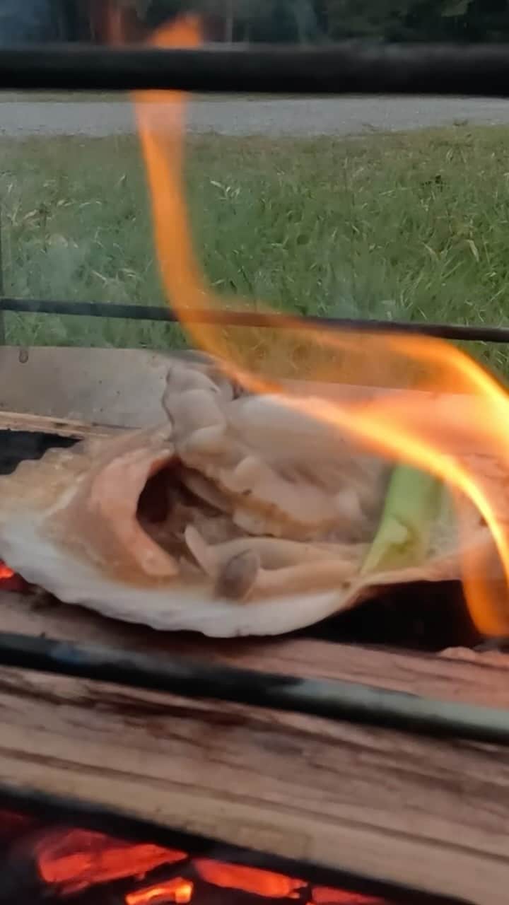 森公平のインスタグラム：「貝味噌焼き【キャンプ飯】  #camping #camp #cooking #cook #outdoors」