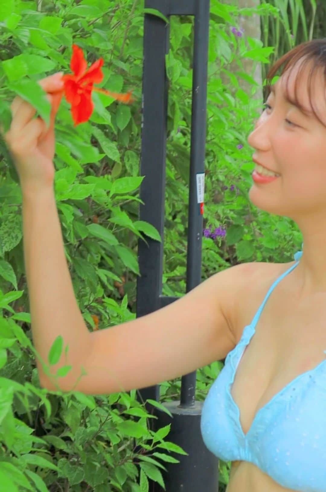 新田ゆうのインスタグラム：「赤と緑と私🌺」
