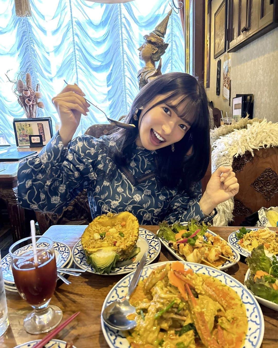 渚志帆さんのインスタグラム写真 - (渚志帆Instagram)「視覚も味覚も満たされるう🍽 タイ料理を食べたよ🇹🇭  幸せそうな顔すぎるよ..」11月18日 20時00分 - totsuka_ruu