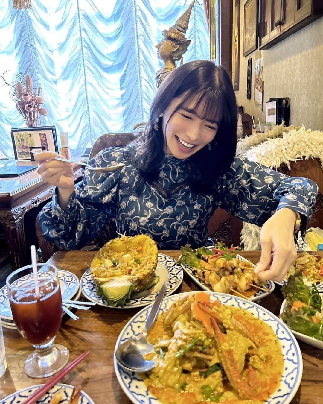 渚志帆さんのインスタグラム写真 - (渚志帆Instagram)「視覚も味覚も満たされるう🍽 タイ料理を食べたよ🇹🇭  幸せそうな顔すぎるよ..」11月18日 20時00分 - totsuka_ruu