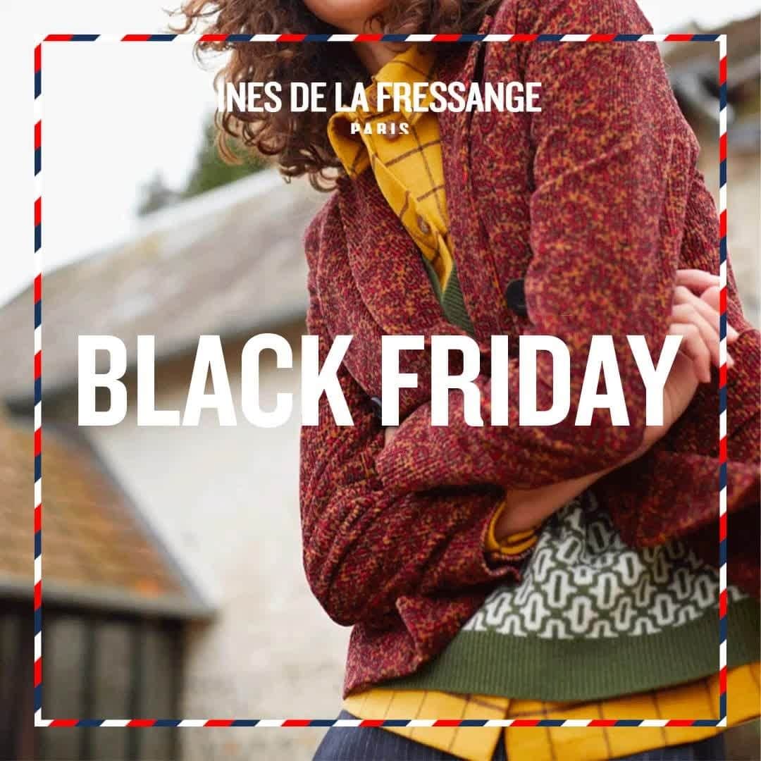 イネスドゥラフレサンジュのインスタグラム：「BLACK FRIDAY Jusqu'à -50 % de remise sur une sélection d'articles ! - Up to 50% off on a selection of items ! #inesdelafressange #inesdelafressangeparis #fallwinter2023 #parisianchic #blackfriday」