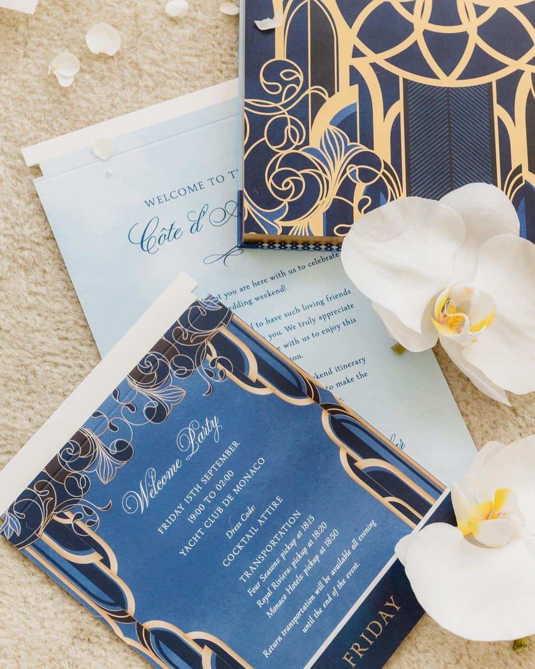 Ceci Johnsonさんのインスタグラム写真 - (Ceci JohnsonInstagram)「WEDDING | Presenting a closer look at this couture invitation inspired by the Four Seasons Cap-Ferrat, France –S&A’s wedding venue. Outside, the box is hand wrapped in neutral linen, opening to reveal a book invitation that invites guests on a journey to celebrate their love. The book’s cover features a hand painted 3D watercolor art depiction of their wedding venue. Each page inside is a canvas inspired by the locations of their welcome party at @yachtclubmonaco, white-orchid wedding, and poolside brunch at @fscapferrat. To complement this couture experience, a matching welcome booklet has been crafted, incorporating a tassel for an added touch of refinement.  #CeciCouture ⠀⠀⠀⠀⠀⠀⠀⠀⠀ CREATIVE PARTNERS: Luxury Invitation & Event Branding: @cecinewyork Planning & Design: @lavenderandroseweddings Welcome Party Venue & Catering: @yachtclubmonaco Wedding Venue & Catering:  @fscapferrat Photography: @daniloandsharon ⠀⠀⠀⠀⠀⠀⠀⠀⠀ #cecinewyork #ceciwedding #lavenderandroseweddings #luxuryinvitations #elegantdesigns #coutureinvites #opulentdetails #bespokeinvitations #chiccelebrations #artistryininvitations #highenddesigns #luxurystationery #premiuminvitations #exquisitedetails #invitationelegance #celebrateinstyle #glamorousinvites #luxurycelebrations #finestationery #customizedelegance #celebrationperfection #invitationcouture #elevateyourevent #luxuryeventplanning」11月18日 23時49分 - cecinewyork