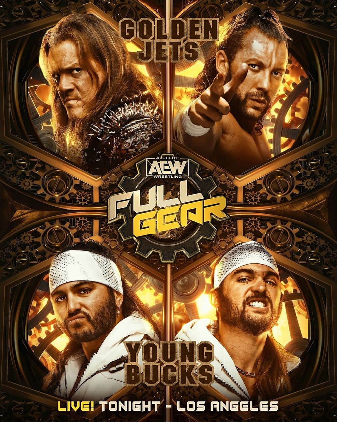 マット・ジャクソンのインスタグラム：「TONIGHT on #AEWFullGear LIVE on PPV!  It's the #GoldenJets’ @chrisjerichofozzy & @KennyOmegaManX vs. #YoungBucks @nickjacksonyb & @mattjackson13!   Watch #AEWFullGear LIVE on PPV TONIGHT at 8pm ET/5pm PT  🔗allelitewrestling.com/watch-full-gear-2023 📱aewevents.com/Full-Gear 🌏 youtube.com/live/rqt7EH3ttsc?feature=shared」