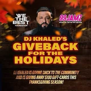 のインスタグラム：「Miami tune in to @99jamzmiami  @wethebest @wethebestfoundation @djkhaled love you . HAPPY HOLIDAYS LOVE IS THE ONLY WAY」