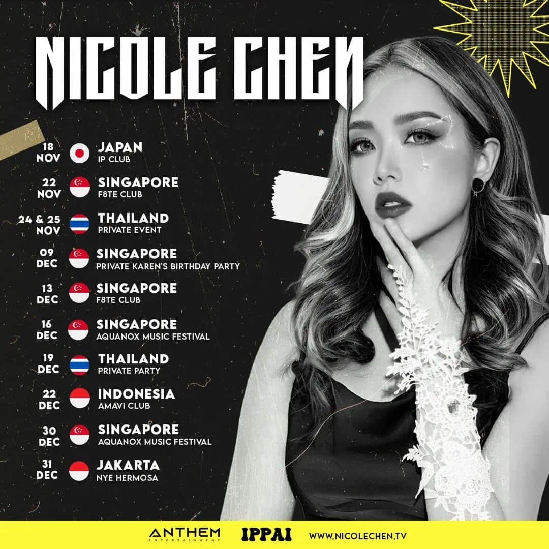 Nicole Chenのインスタグラム：「Here lets go!!!!! DJ tour nicole chen There will be more dates and country soon. 22nd dec - Surabaya ( Amavi)」