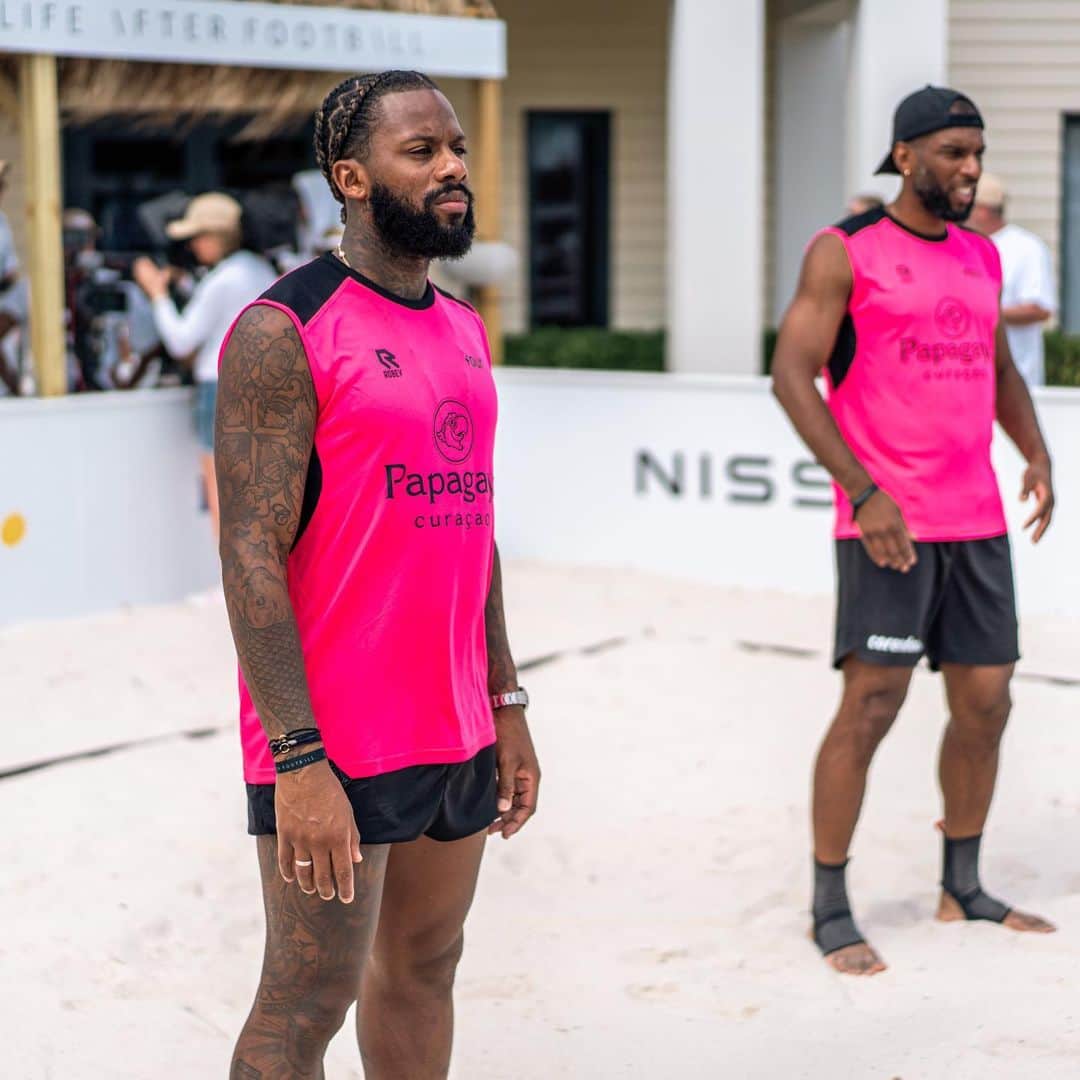 イェレマイン・レンスのインスタグラム：「Matchday @lifeafterfootballofficial #footvolley2024 #lifeafterfootball」