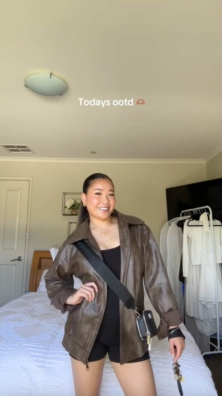 Beginning Boutiqueのインスタグラム：「Outfit check with @ruby_may_guest in our best-selling Abbi PU Vintage Brown Bomber Jacket 🤎」
