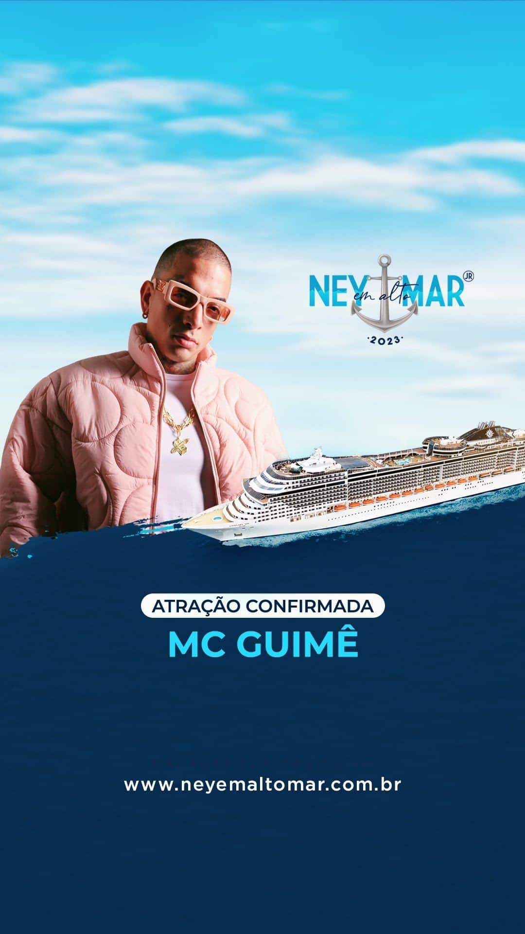 MC Guimêのインスタグラム：「Essa é pra fazer o navio tremer! 💥 O gigante do funk @mcguime também está confirmado no cruzeiro Ney em Alto Mar e vai agitar o palco principal com seus maiores sucessos.  Atenção: já estamos no ÚLTIMO LOTE de cabines! Garanta a sua em até 12X SEM JUROS e venha curtir 3 dias da melhor vibe em alto mar com @neymarjr e convidados 🤩  VENDAS SOMENTE PELO SITE OFICIAL: www.neyemaltomar.com.br (Link na bio)  #NeyemAltoMar #MCGuime #CruzeirodoNeymar #NeymarJr」