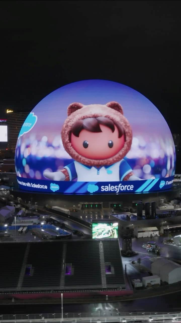 Salesforce のインスタグラム：「Notice any familiar faces in the Las Vegas Sphere? Astro and friends are drawing smiles at the #LasVegasGP, just like @f1 does for their fans.」