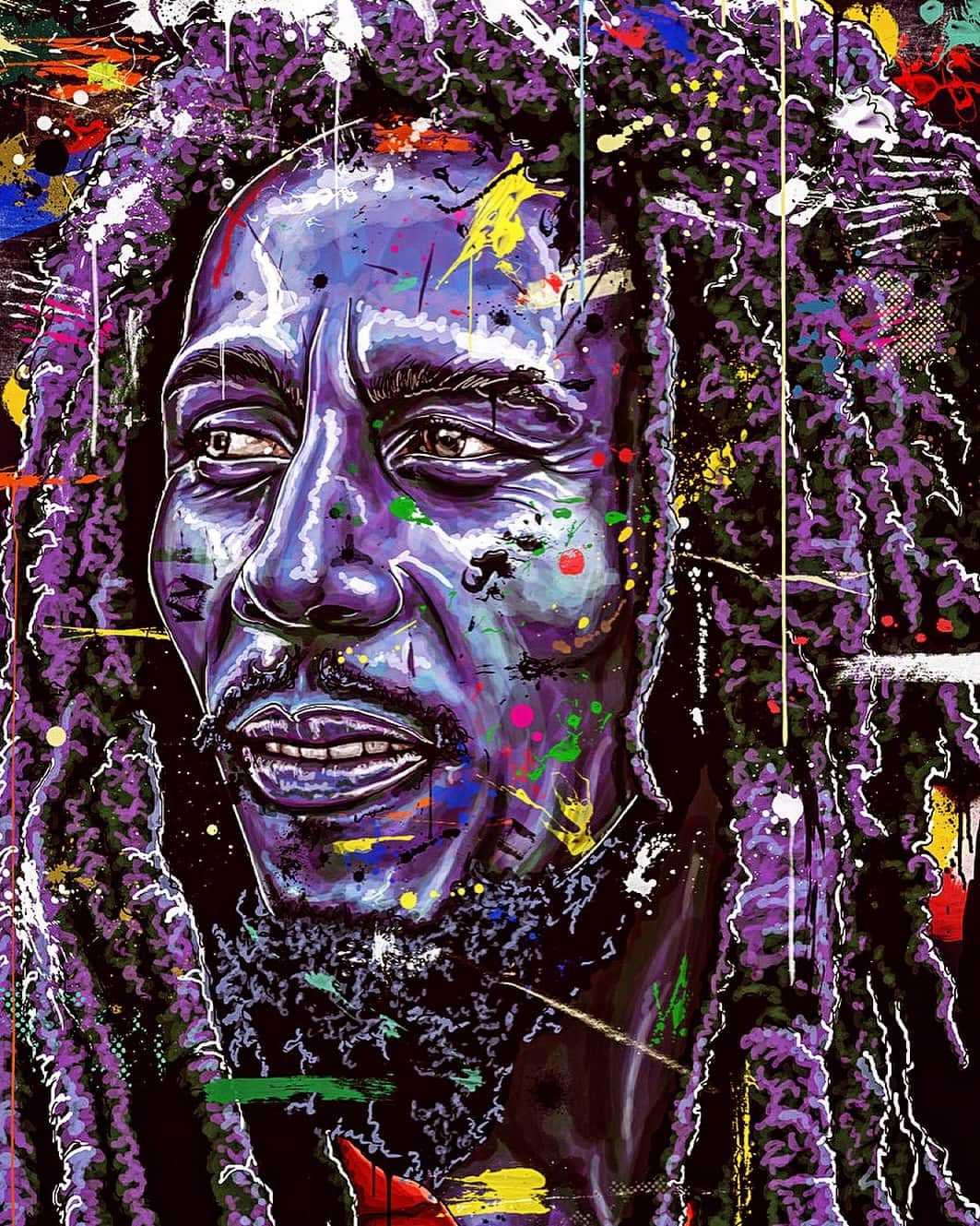 ボブ・マーリーのインスタグラム：「“From the very first time I blessed my eyes on you girl, my heart says follow through.” #WaitingInVain #bobmarley  🎨 by @b_art1   Post your original works here on IG tagged #bobmarleyart and we’ll share some favorites!」